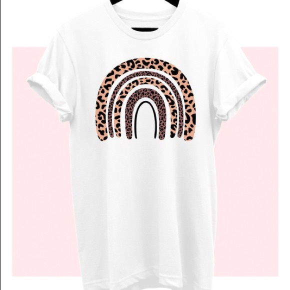 OVER THE RAINBOW LEOPARD GRAPHIC TEE- WHITE - Picture 3 of 4
